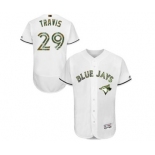 Men's Majestic Toronto Blue Jays #29 Devon Travis Authentic White 2016 Memorial Day Fashion Flex Base MLB Jersey