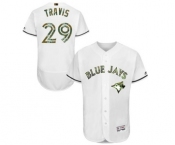 Men's Majestic Toronto Blue Jays #29 Devon Travis Authentic White 2016 Memorial Day Fashion Flex Base MLB Jersey