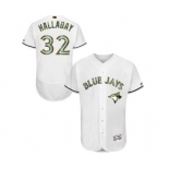 Men's Majestic Toronto Blue Jays #32 Roy Halladay Authentic White 2016 Memorial Day Fashion Flex Base MLB Jersey