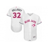 Men's Majestic Toronto Blue Jays #32 Roy Halladay Authentic White 2016 Mother's Day Fashion Flex Base MLB Jersey