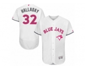 Men's Majestic Toronto Blue Jays #32 Roy Halladay Authentic White 2016 Mother's Day Fashion Flex Base MLB Jersey