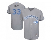 Men's Majestic Toronto Blue Jays #33 J.A. Happ Authentic Gray 2016 Father's Day Fashion Flex Base MLB Jersey