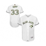 Men's Majestic Toronto Blue Jays #33 J.A. Happ Authentic White 2016 Memorial Day Fashion Flex Base MLB Jersey