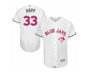 Men's Majestic Toronto Blue Jays #33 J.A. Happ Authentic White 2016 Mother's Day Fashion Flex Base MLB Jersey