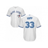 Men's Majestic Toronto Blue Jays #33 J.A. Happ Authentic White Home MLB Jersey