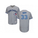 Men's Majestic Toronto Blue Jays #33 J.A. Happ Grey Flexbase Authentic Collection MLB Jersey