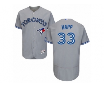 Men's Majestic Toronto Blue Jays #33 J.A. Happ Grey Flexbase Authentic Collection MLB Jersey