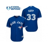 Men's Majestic Toronto Blue Jays #33 J.A. Happ Replica Blue Alternate MLB Jersey