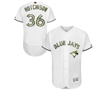 Men's Majestic Toronto Blue Jays #36 Drew Hutchison Authentic White 2016 Memorial Day Fashion Flex Base MLB Jersey