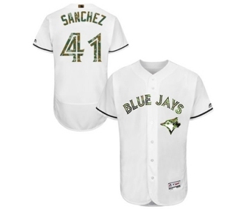 Men's Majestic Toronto Blue Jays #41 Aaron Sanchez Authentic White 2016 Memorial Day Fashion Flex Base MLB Jersey