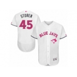 Men's Majestic Toronto Blue Jays #45 Drew Storen Authentic White 2016 Mother's Day Fashion Flex Base MLB Jersey