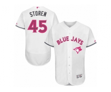 Men's Majestic Toronto Blue Jays #45 Drew Storen Authentic White 2016 Mother's Day Fashion Flex Base MLB Jersey