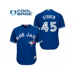 Men's Majestic Toronto Blue Jays #45 Drew Storen Replica Blue Alternate MLB Jersey