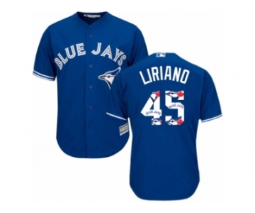 Men's Majestic Toronto Blue Jays #45 Francisco Liriano Authentic Blue Team Logo Fashion MLB Jersey