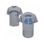 Men's Majestic Toronto Blue Jays #45 Francisco Liriano Grey Flexbase Authentic Collection MLB Jersey