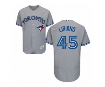 Men's Majestic Toronto Blue Jays #45 Francisco Liriano Grey Flexbase Authentic Collection MLB Jersey