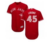 Men's Majestic Toronto Blue Jays #45 Francisco Liriano Red Flexbase Authentic Collection Canada Day MLB Jersey