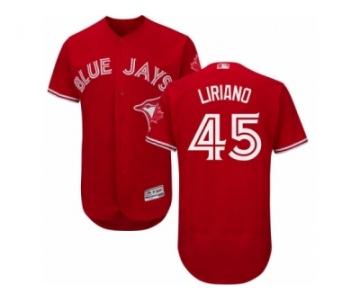 Men's Majestic Toronto Blue Jays #45 Francisco Liriano Red Flexbase Authentic Collection Canada Day MLB Jersey