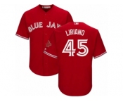 Men's Majestic Toronto Blue Jays #45 Francisco Liriano Replica Red Canada Day Cool Base MLB Jersey