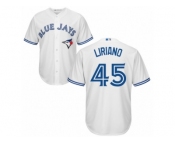 Men's Majestic Toronto Blue Jays #45 Francisco Liriano Replica White Home MLB Jersey