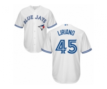 Men's Majestic Toronto Blue Jays #45 Francisco Liriano Replica White Home MLB Jersey