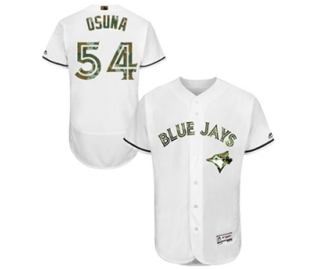 Men's Majestic Toronto Blue Jays #54 Roberto Osuna Authentic White 2016 Memorial Day Fashion Flex Base MLB Jersey