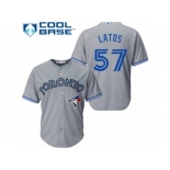 Men's Majestic Toronto Blue Jays #57 Mat Latos Replica Grey Road MLB Jersey