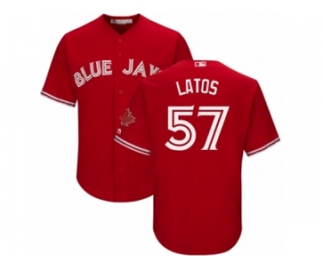 Men's Majestic Toronto Blue Jays #57 Mat Latos Replica Red Canada Day Cool Base MLB Jersey