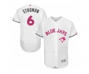 Men's Majestic Toronto Blue Jays #6 Marcus Stroman Authentic White 2016 Mother's Day Fashion Flex Base MLB Jersey