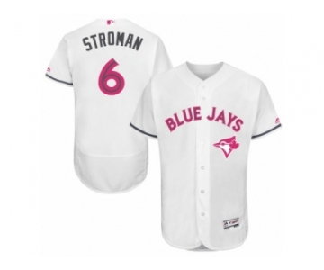 Men's Majestic Toronto Blue Jays #6 Marcus Stroman Authentic White 2016 Mother's Day Fashion Flex Base MLB Jersey