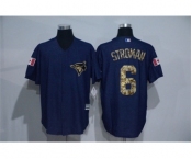 Men's Majestic Toronto Blue Jays #6 Marcus Stroman Blue Camo New Cool Base Jerseys