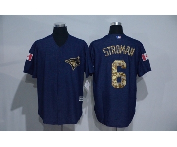 Men's Majestic Toronto Blue Jays #6 Marcus Stroman Blue Camo New Cool Base Jerseys