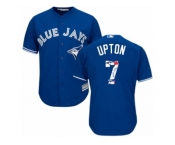 Men's Majestic Toronto Blue Jays #7 B.J. Upton Authentic Blue Team Logo Fashion MLB Jersey