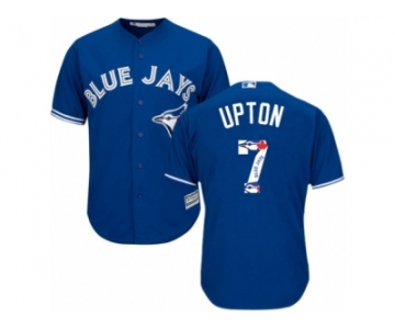 Men's Majestic Toronto Blue Jays #7 B.J. Upton Authentic Blue Team Logo Fashion MLB Jersey