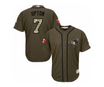 Men's Majestic Toronto Blue Jays #7 B.J. Upton Authentic Green Salute to Service MLB Jersey