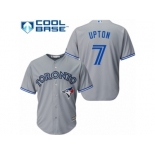 Men's Majestic Toronto Blue Jays #7 B.J. Upton Replica Grey Road MLB Jersey