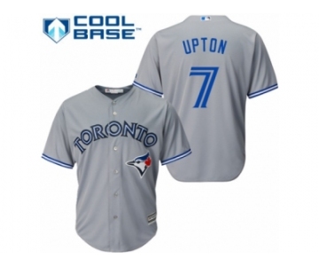 Men's Majestic Toronto Blue Jays #7 B.J. Upton Replica Grey Road MLB Jersey