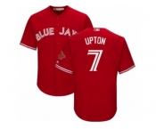 Men's Majestic Toronto Blue Jays #7 B.J. Upton Replica Red Canada Day Cool Base MLB Jersey