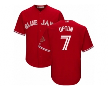 Men's Majestic Toronto Blue Jays #7 B.J. Upton Replica Red Canada Day Cool Base MLB Jersey