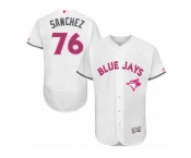 Men's Majestic Toronto Blue Jays #76 Tony Sanchez Authentic White 2016 Mother's Day Fashion Flex Base MLB Jersey