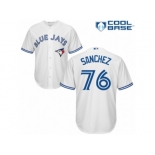 Men's Majestic Toronto Blue Jays #76 Tony Sanchez Replica White Home MLB Jersey