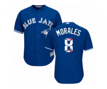 Men's Majestic Toronto Blue Jays #8 Kendrys Morales Authentic Blue Team Logo Fashion MLB Jersey