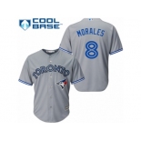 Men's Majestic Toronto Blue Jays #8 Kendrys Morales Replica Grey Road MLB Jersey