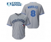 Men's Majestic Toronto Blue Jays #8 Kendrys Morales Replica Grey Road MLB Jersey