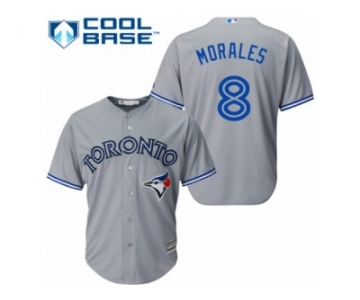 Men's Majestic Toronto Blue Jays #8 Kendrys Morales Replica Grey Road MLB Jersey