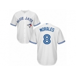 Men's Majestic Toronto Blue Jays #8 Kendrys Morales Replica White Home MLB Jersey