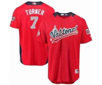 Men's Majestic Washington Nationals #7 Trea Turner Game Red National League 2018 MLB All-Star MLB Jersey