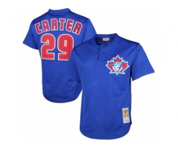 Men's Mitchell and Ness 1997 Toronto Blue Jays #29 Joe Carter Replica Blue Throwback MLB Jersey