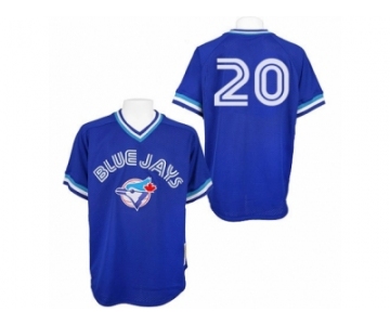 Men's Mitchell and Ness Toronto Blue Jays #20 Josh Donaldson Replica Blue Throwback MLB Jersey