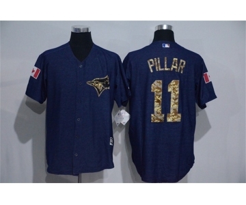 Men's Toronto Blue Jays #11 Kevin Pillar Blue Camo New Cool Base Jerseys